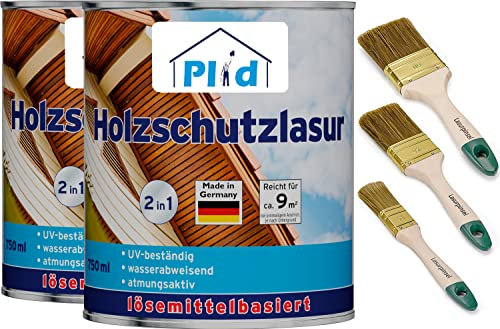 PLID® Holzlasur Palisander satin – [LANGANHALTENDE WIRKUNG] – alle Laub- und Nadelhölzer – feuchtigkeitsregulierend – UV-beständig – wetterbeständig – Holzlasur für außen – Made in Germany 2,5l