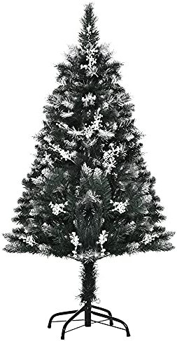 HOMCOM Künstlicher Weihnachtsbaum 1,2 m Christbaum Schnee getaucht Design Tannenbaum 222 Äste flammhemmend PVC Dunkelgrün Ø60 x 120 cm