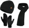 YULOONG Winter Beanie Mütze Schal Touchscreen Fahrhandschuhe für Herren Damen Rippstrick 3 in 1 Set Schwarz