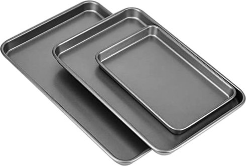 32nd Set of 3 Durable Carbon Steel Non-Stick Baking Tray Oven Roasting Pan - Set Includes: 1 X Small, 1 X Medium and 1X Large Baking Tray