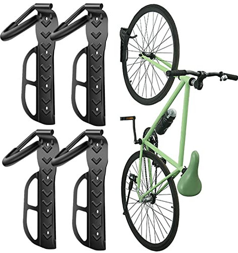 Wallmaster Bike Rack Garage Wall Mount Bicycles 4-Pack Storage System Vertical Bike Hook for Indoor