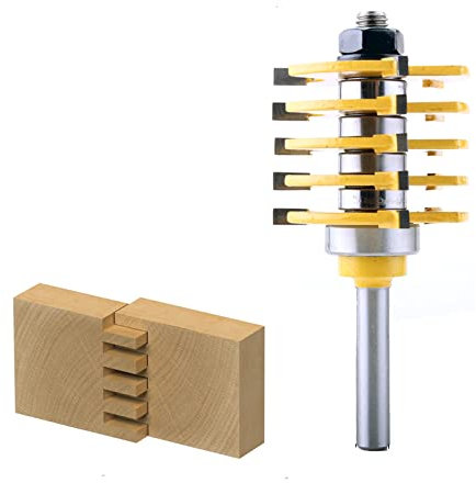 8mm Shank 1pc Box Joint Router Bit - Adjustable 5 Blade - 3 Flute For Wood Cutter Tenon Cutter For Woodworking Tools