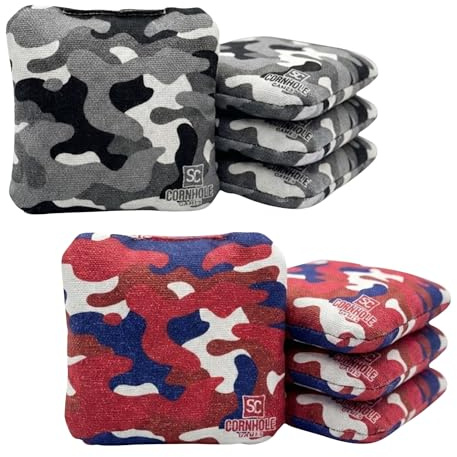 SC Cornhole Games Bolsas de Cornhole profesionales de doble cara, 16 onzas, 6 x 6 pulgadas con relleno de resina premium, bolsas de frijoles oficiales de torneo Slide/Stick Pro, regulación/aprobadas