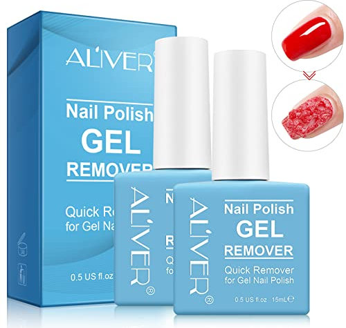 Gel Nail Polish Remover 2 pack, Professional Nail Varnish Remover, Easily & Quickly Remove Soak Off Gel Polish, Doesn't Hurt Nails, for UV Plastic Nails, Acrylic Nails, Natural Nails Blue