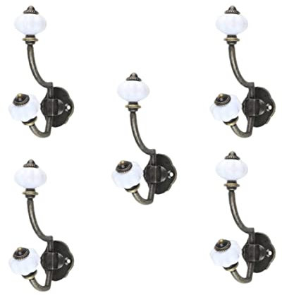 Wandkleidung Haken Retro antike Keramik -Kleiderhaken für Tür Badezimmer Schlafzimmer Küche Bronze 5 Stcs