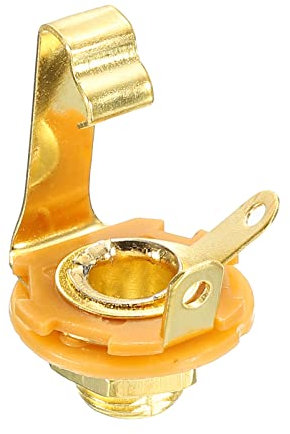 sourcing map Guitar Input Jack 1/4 Stereo Jack Mono Panel Mount Socket Gold for Guitar Bass Speakers Footswitch