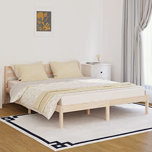 WIFESE Doppelbett Massivholzbett Kiefer 160x200 cm Braun Jugendbett Bettgestell Betten Palettenbett Bettrahmen mit Komfortables Kopfteil Moderner Stil Langlebig Geeignet für Jedes Schlafzimmer