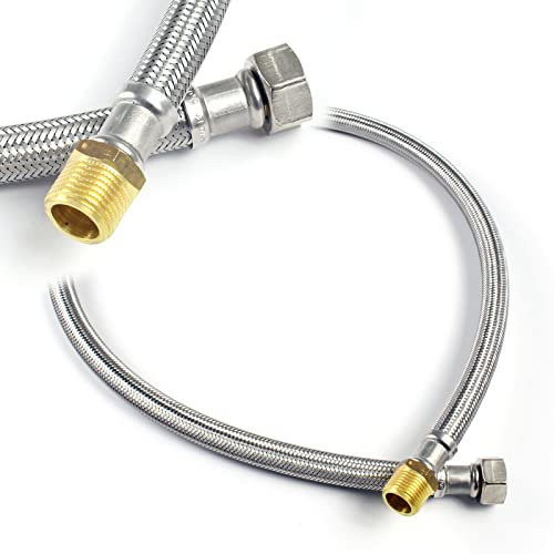 XPOtool Flexschlauch 800 mm Länge, Innendurchmesser DN13, 3/4 Überwurfmutter (24,12 mm), 1/2 Außengewinde (20,95 mm), Panzerschlauch Edelstahl EPDM