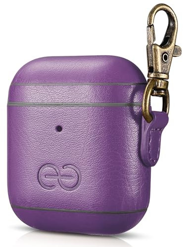 Dreem Om AirPods 1 & 2 Funda de Cuero Vegano con Clip - Compatible con Auriculares inalámbricos Bluetooth de Apple para iPhone - Morado