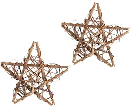 Homoyoyo Eleganter Rattan-geflecht-Kranz Weihnachtsdekoration Hängender Pentagramm-Ornament Hellbraun für Festliche Anlässe