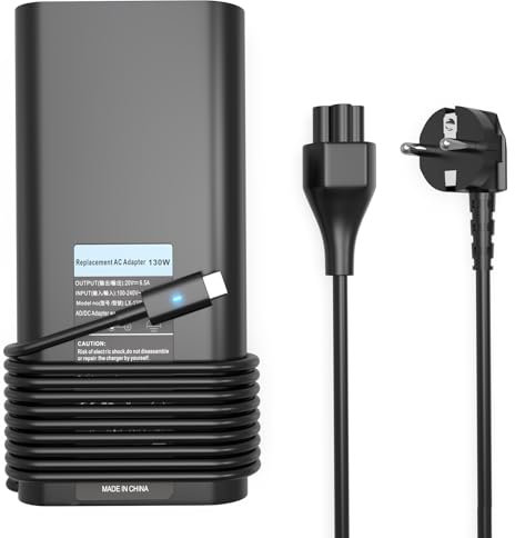 130W USB C Laptop Netzteil Ladegerät Kompatibel mit Dell XPS 15 9500 9510 9520 9575 17 9700 9710 9720 Precision 5570 3571 5470 3561 3551 3541 5760 5550 3550 3560 5530 5560 5750 P91F P92F AC Adapter