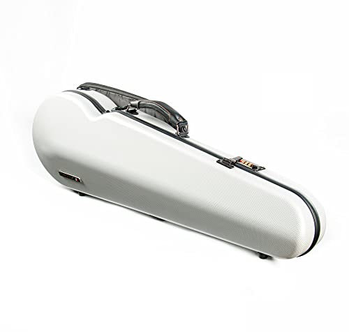 Christina Violinenkoffer 4/4 Violinenkoffer in voller Größe, hochfeste Karbonfaser, Dreieck, Violinentasche mit Zahlenschloss und extra Tasche, weißer Hartschalenkoffer (VB-Trianglee-WhiteDot Spot)