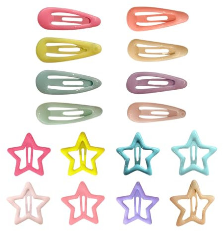 16 Pezzi Fermagli per Capelli Multicolori, Mollette per Capelli Bambina, Clip BB a Forma di Stella Colorate, Forcina per Bambini, Fermagli per Capelli in Metallo, Per Ragazze, Bambini e Donne(2 Stili)