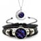 Zodiac Signs Spirit Bracelet, 12 Constellation Weave Leather Bracelet and Moon Pendant Necklace, Glow in the Dark Zodiac Bracelet for Men Women Girls Jewelry Gifts Set ( Color : 9-Sagittarius )