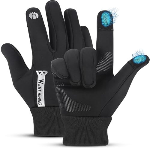 WESTGIRL Winter Fahrradhandschuhe Kinder -Warme Winddicht Outdoor Laufhandschuhe-Touch Screen Reflective Design Kinderhandschuhe - Anti-Rutsch Handschuhe Winter FüR Junge MäDchen 2-9 Jahre Schwarz