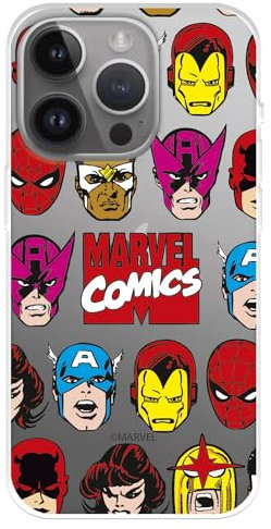 Hülle Kompatibel mit iPhone 15 Pro MAX Offizielle Marvel Silhouetten zum Schutz Ihres Mobiltelefons, Transparente Flexible Silikonhülle mit Offizieller Marvel-Lizenz
