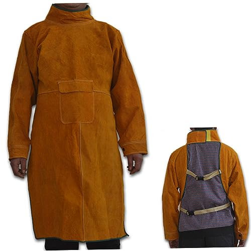 Uonlytech schürze Anti-Flammen-Kleidung Schweißerkleidung Schweißbekleidung Schutzkleidung für Schweißer Schweißerschutzkleidung Schweißeruniformen Schutzanzug Arbeit langer Mantel