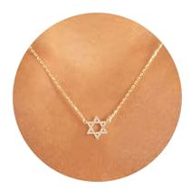 Star of David Necklace for Women 14k Gold Plated Jewish Star Necklace Dainty Gold Star of David Necklace for Women Cubic Zirconia Delicate Jewelry Everyday for Girls