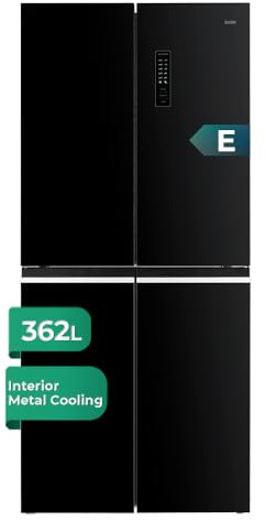 Svan Frigorífico Combi 4 Puertas Cristal negro S418800ENFN. Capacidad 362 Litros, No Frost, Multi AirFlow, Bajo Nivel Sonoro, Eficiencia Energética Clase E