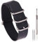 uEmoh Einteiliges Uhrenarmband im Nato-Stil, echtes Uhrenarmband für Herren und Damen, 14 mm, 16 mm, 18 mm, 20 mm, 22 mm, 24 mm, genarbtes Rindsleder, 22 mm, schwarz/silberne Schnalle