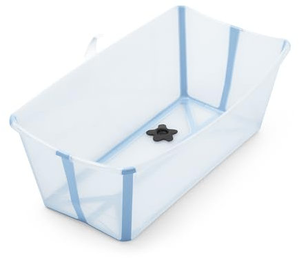 Stokke Flexi Bath, Ocean Blue - Bañera plegable para bebé - Ligera, duradera y fácil de guardar - Práctica para usar en casa o de viaje - Para recién nacidos y bebés