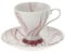 Hervit Juego de dos tazas de café con plato de porcelana rosa Tulip 9x7 cm