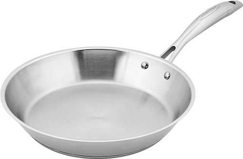 SCANPAN STS Edelstahl-Pfanne 28 cm | Multifunktionale Pfanne Induction mit Aluminiumkern, Schräge Seiten | Bratpfanne für alle Herdarten | Ofenfest