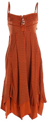 Vishes Damen Sommerkleid in Orange mit Spaghettiträgern I Größe S (36) I 100% Baumwolle I Stylisches Sommerkleid für Freizeit & Alltag I Nachhaltige Alternative Bekleidung