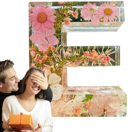 Blumen-Harz-Buchstaben-Nachtlicht,Blumen-Harz-Nachtlicht,Florales Nachtlicht aus Kunstharz | Gepresste Blumen-Harz-Buchstaben, Blumen-Harz-Nachtlicht, handgefertigte Buchstabenlampen, einzigartige