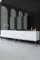 Dmora - Fernsehschrank Regulus, Ständer für Wohnzimmerfernseher, Niedriges Wohnzimmer-Sideboard, TV-Ständerbasis, 180x30h47 cm, Weiß und Silber
