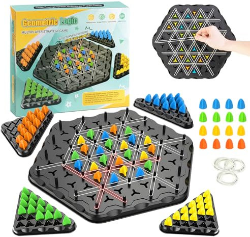 Dreiecksschach Gummibänder, Dreiecksbrettspiel Ketten Dreieck Schachspiel Interaktives Absteckspiel Strategie Familienpartyspiel Spielzeug Klassische Desktop Brettspiele für Kinder Kinetisches