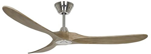 CasaFan Energiespar Deckenventilator mit Fernbedienung Eco Genuino Chrom gebürstet/Eiche mittel 152 cm