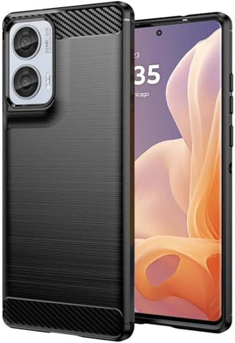 Effcotuo Funda para Motorola Moto G85 5G Cover Fibra de Carbono Carcasa Protectora Antigolpes, Suave TPU Silicona Caso Anti-Choques Case Cover - Negro