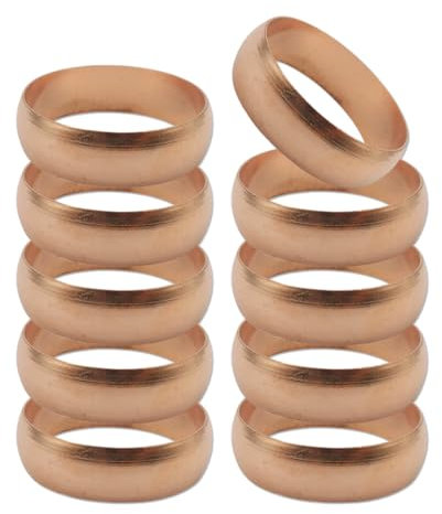 LAWALEISHE 10Pcs Copper Compression Olives,Tube OD Brass Sleeves Ferrules,Copper Ferrule Fitting Compression Fitting Assortment Kit for Air Water Gas Pipe (15mm)