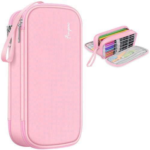 FINPAC Federmäppchen Federtasche - Große Kapazität Mäppchen mit 3 Fächer Stiftetasche Schlamperbox Bleistifttasche Schulmäppchen für Schule & Büro, (Rosa)