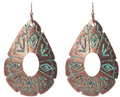 ⊹⊱❁ ETHNO TROPFEN MIT PATINA & KUPFER - TRIBAL OHRRINGE ❁⊰⊹ schöne Ethno Ohrringe mit formschönen, kleinen Ohrhaken