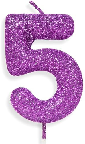 Zolunu lila rosa Geburtstag Kerze Nummer 5, Glitter Geburtstag Kerze Kuchen Toppers für Mädchen Frauen lila rosa Themed Party Dekorationen liefert Geburtstagsgeschenke