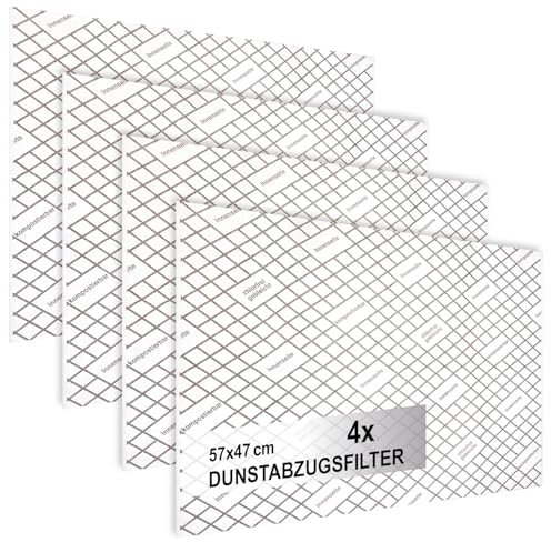 COM-FOUR® 4x filtro di aspirazione per cappa aspirante con elevate prestazioni di filtraggio - filtro piatto da 1 mm tagliabile a misura con indicatore di saturazione (Con indicatore - 4 pezzi)