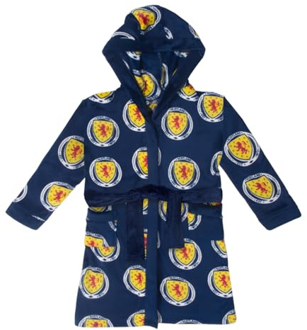 Scottish FA Scotland Boys Dressing Gown Robe Hooded Fleece Kids Official Football Gift