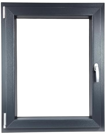 ALUCON Fenster 600x800 mm – Kunststofffenster 60x80 cm – Flügelfenster Innen Anthrazit/Außen Anthrazit – DIN Links