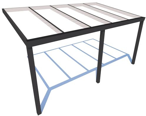 Schweng Terrassenüberdachung S350 in Anthrazit mit Polycarbonat in klar oder milchig, 506 x 355 cm