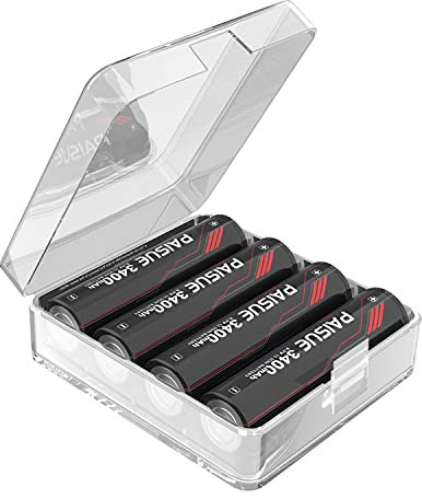 4 Pcs 3400mAh High Capacity Long-Lasting Power Rechargeable Batteries 3.7 V Batteries with Charger for Headlamp, LED Flashlight