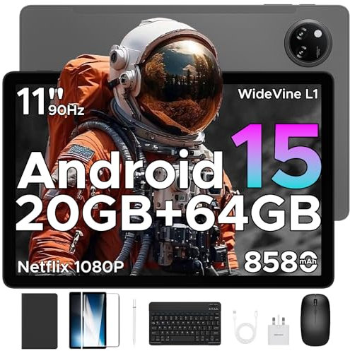 DOOGEE TAB A9+ 2025 Newest 11 Inch Android 15 Tablet, 8580mAh Tablet With Keyboard, T7200 Octa Core Android Tablets, 20GB + 64GB/2TB Tablets With Pen, 13+5MP, 2 Speakers + Widevine L1, Mouse & Case