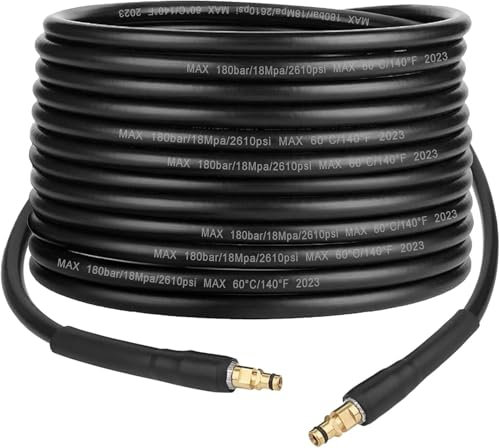 15m / 49.2Ft High Pressure Jet Washer Replacement Hose Extension Cleaning Pipe for Karcher K Series Pressure Washer K2 K3 K4 K5 K6 K7 Click Plug Quick Connector (Gold)