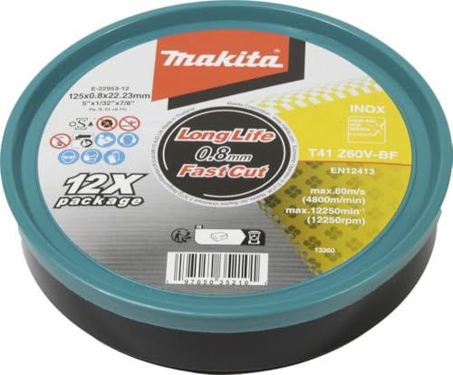 Makita Trennscheibe für Edelstahl, 125 x 0,8 mm, Schnellschnitt, Langlebig, T41 Z60V-BF