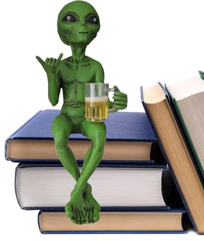 Alien-Statue, Bier trinkende Alien-Skulptur, Kunstharz, Sammlerstück, lustige Schreibtisch-Dekoration, für Erwachsene, Schreibtisch, Schlafzimmer, Garten, Outdoor-
