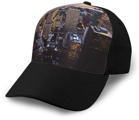 AMREWQYL Cappello da baseball con stampa di New York City, cappello da sole, cappello per sport all'aria aperta, nero, 4-7, Nero, 4-7