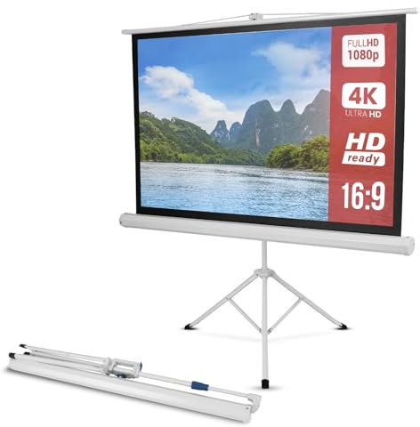 Pyle 50-Inch Outdoor Projector Screen with Tripod Stand, Lightweight Roll-Up Display, Portable Projector with Matte White Fabric for Home Theater, Classroom, and Office Presentations, 4:3 Aspect Ratio