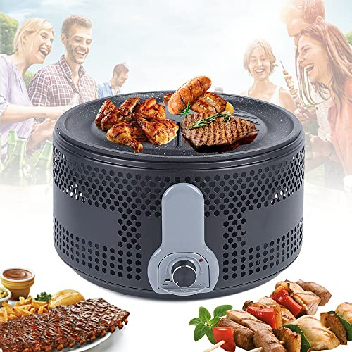 Barbecue a carbonella, portatile, con ventola, da tavolo, per campeggio, escursionismo, picnic, cucina all'aperto senza fumo
