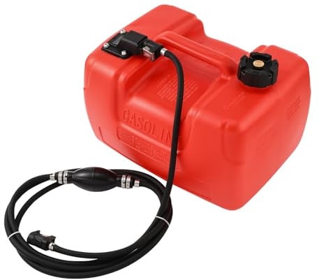 Blueshyhall 12L Bootstank Set Außenborder mit Tragebarer Externer Benzintank, 3,2M Schlauch, Pumpball und Anschluss, für Außenborder Ø8mm Anschluss, Kraftstofftank aus HDPE mit Füllstand Anzeigen